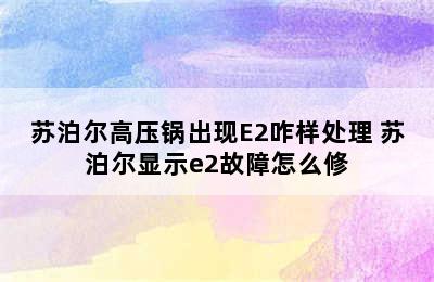 苏泊尔高压锅出现E2咋样处理 苏泊尔显示e2故障怎么修